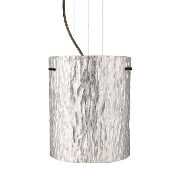 Besa Lighting Tamburo 8 Cable Pendant, Stone Silver Foil, Bronze Finish, 1x100W Incandescent 1KG-4006SS-BR - main